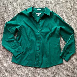 Emerald Chico's No-Iron Button Down Shirt Size 1